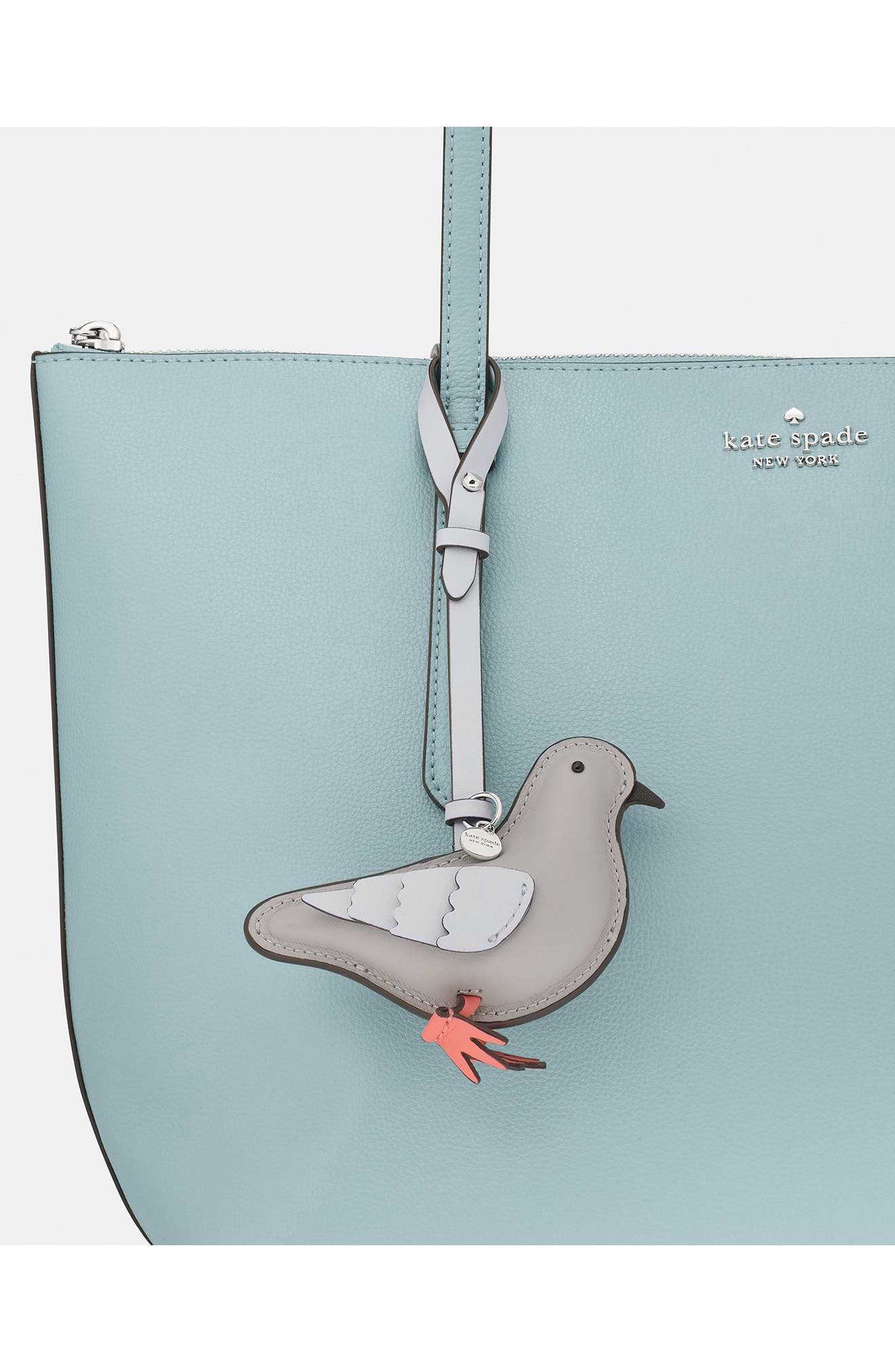 Kate Spade New York critters perry pigeon bag charm, Alternate, color, Platinum Grey