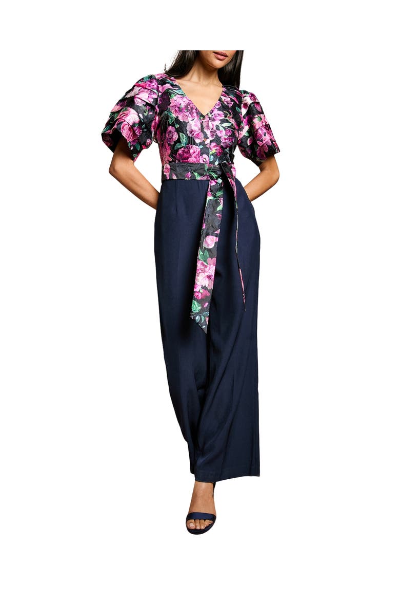 Printed Tiered Sleeve Organza Jumpsuit, Main, color, Multi