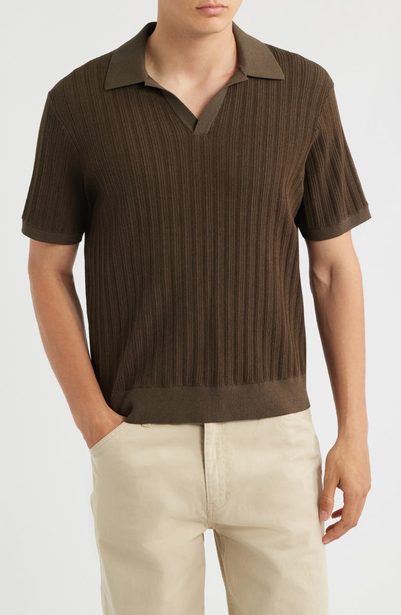 Wax London Siena Textured Cotton Blend Polo, Main, color, Khaki