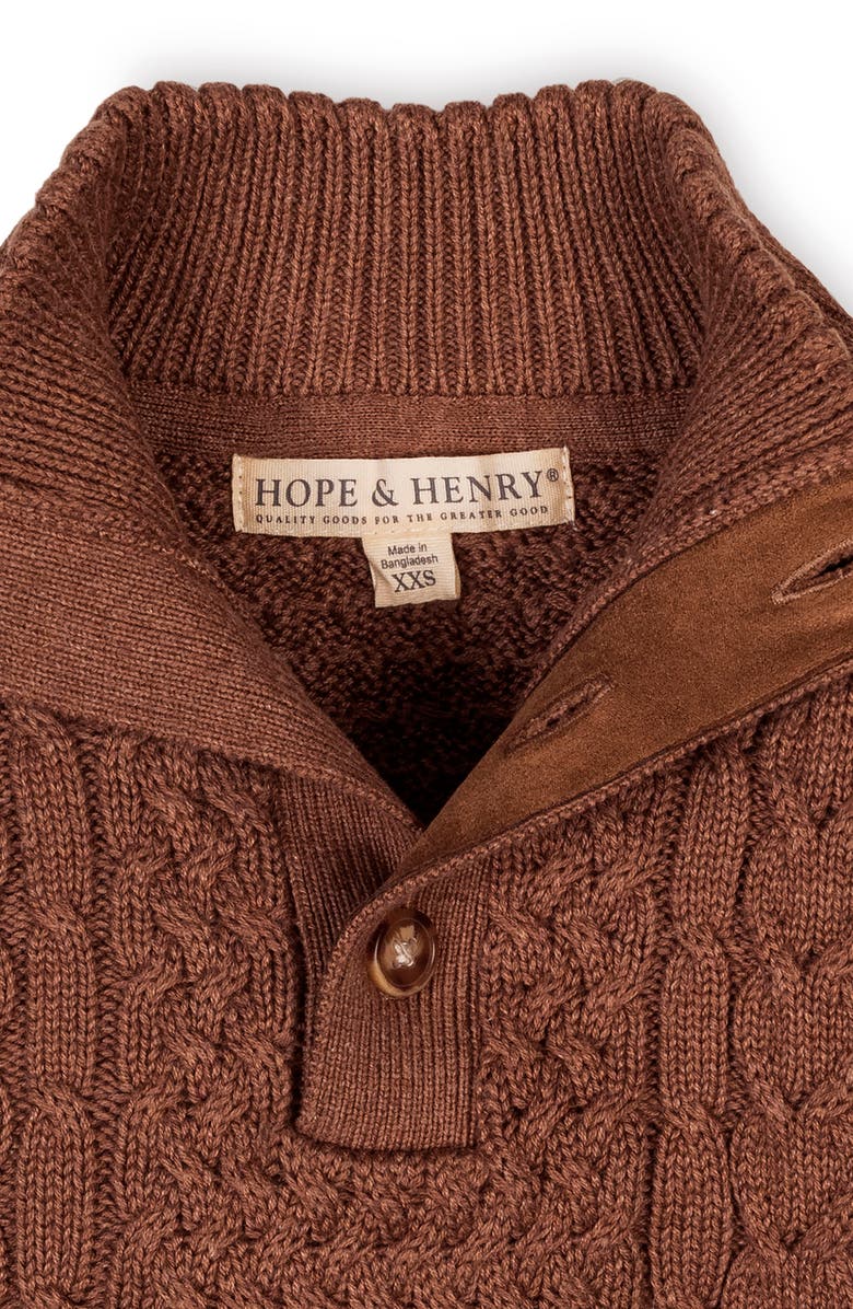 Hope & Henry Kids' Organic Mock Neck Cable Sweater, Alternate, color, Cinnamon Heather