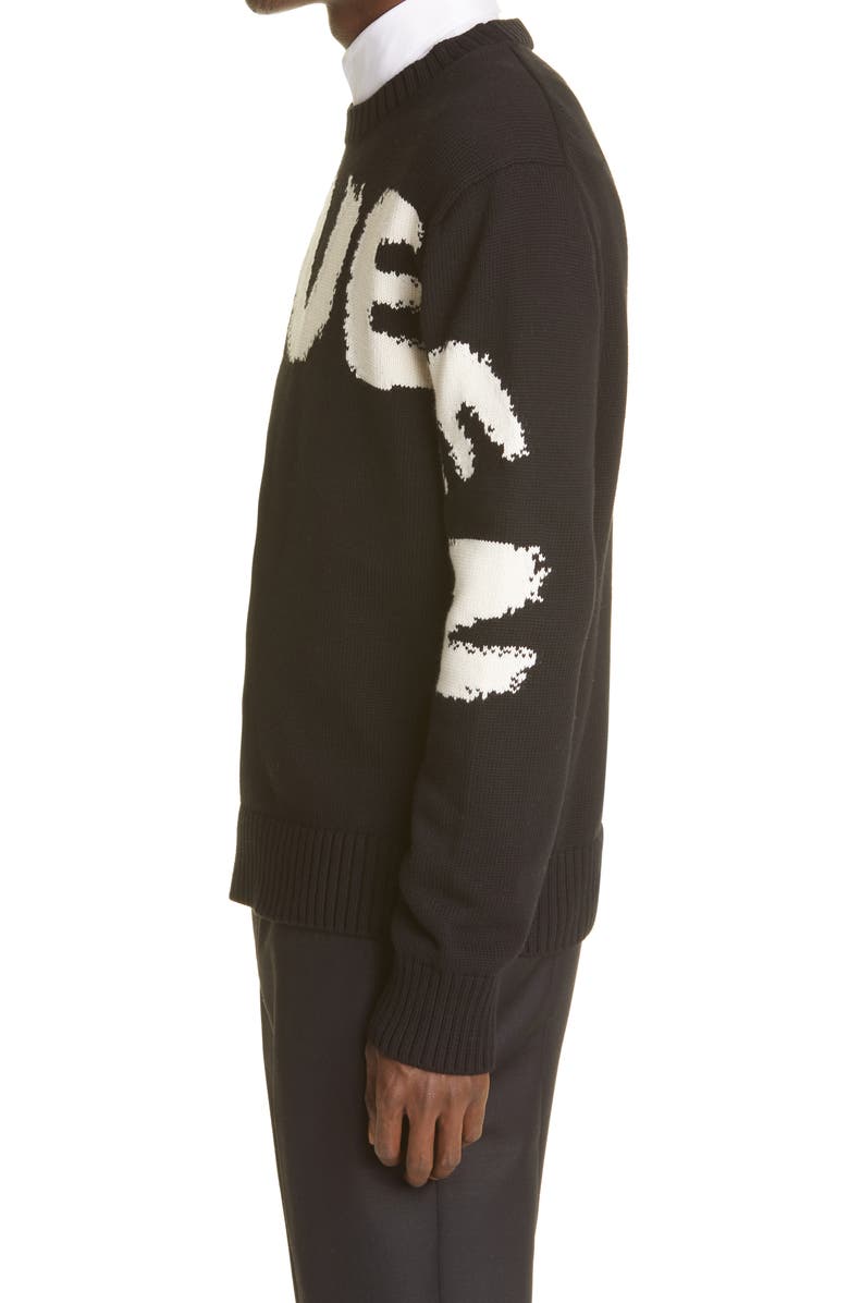 McQueen Alexander McQueen Graffiti Logo Intarsia Organic Cotton Sweater, Alternate, color,