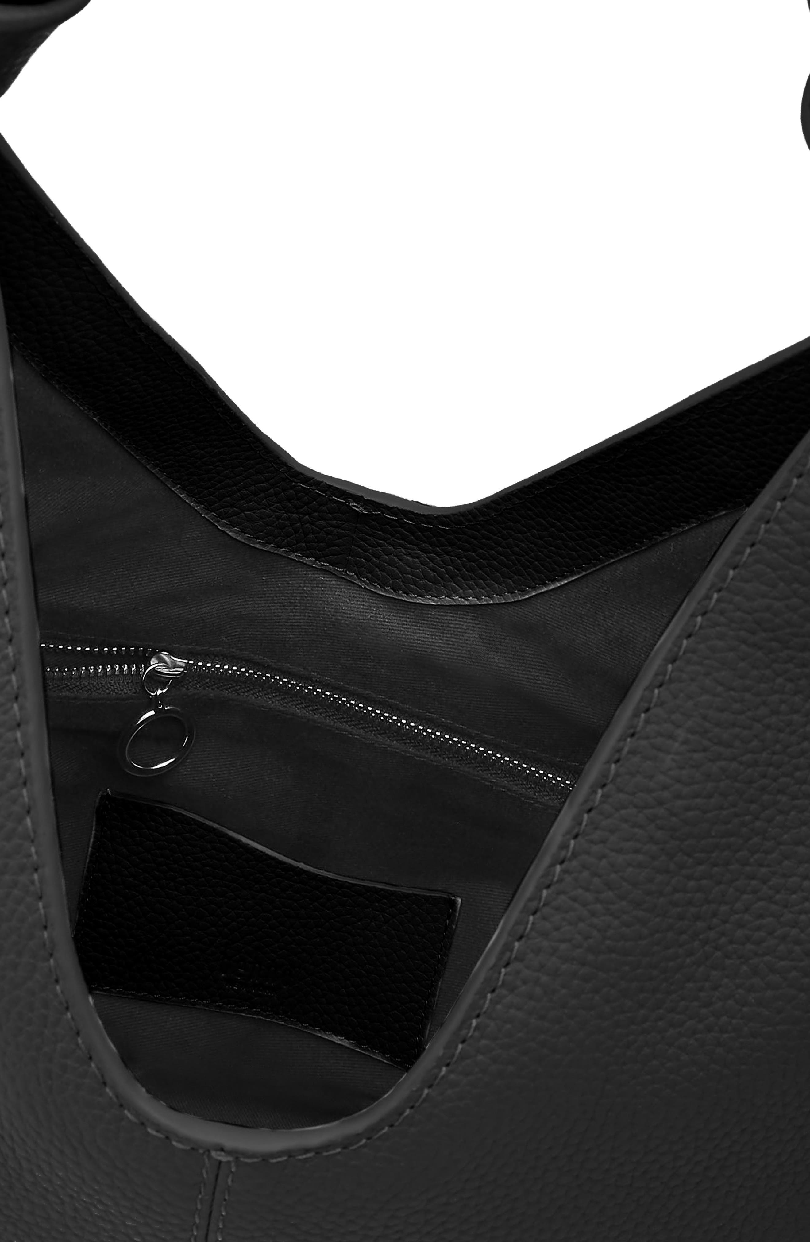 behno Nelli Pebble Leather Hobo Bag, Alternate, color, Black