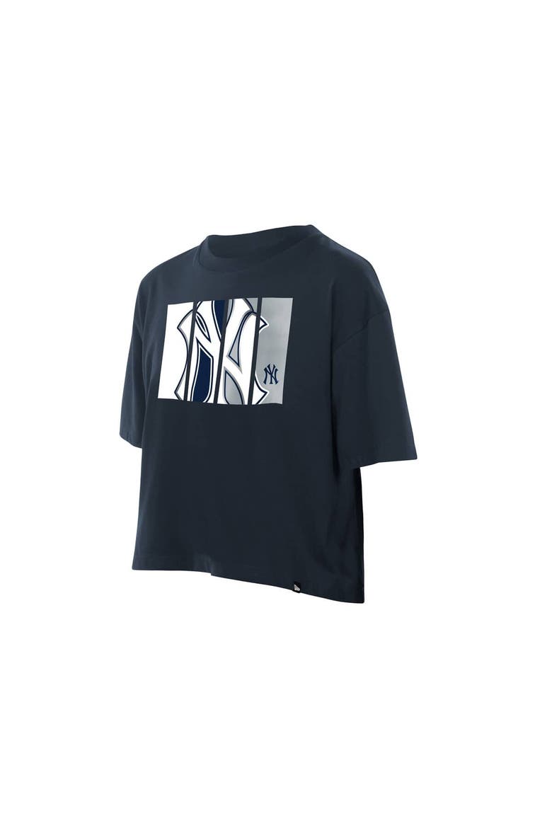 Women's New Era Navy New York Yankees Boxy Foil Logo T-Shirt, Alternate, color, Navy