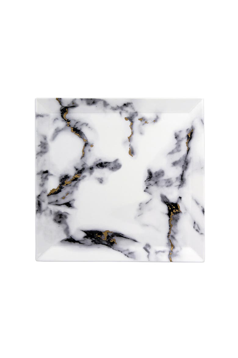 Marble Venice Fog 9 Inch Matzah Plate / Square Serving Platter, Main, color, White
