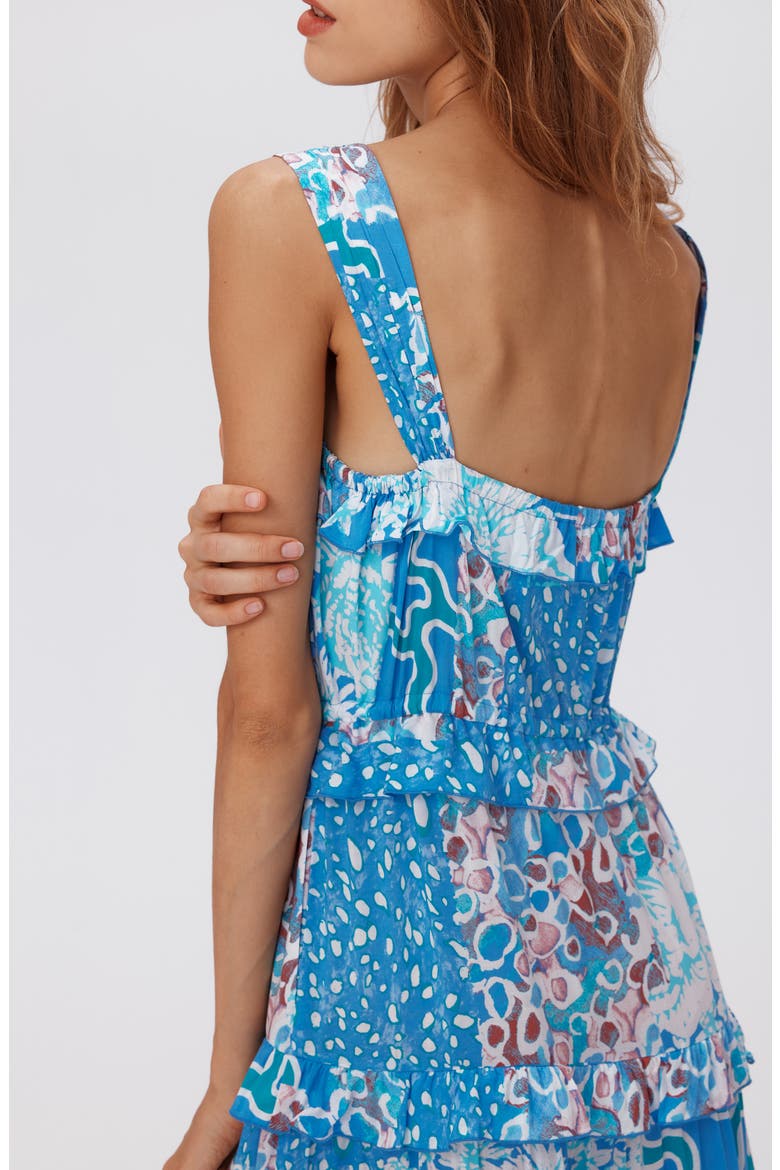 Shawn Abstract Print Tiered Maxi Dress, Alternate, color, SOLTICE FLAGS BLUE