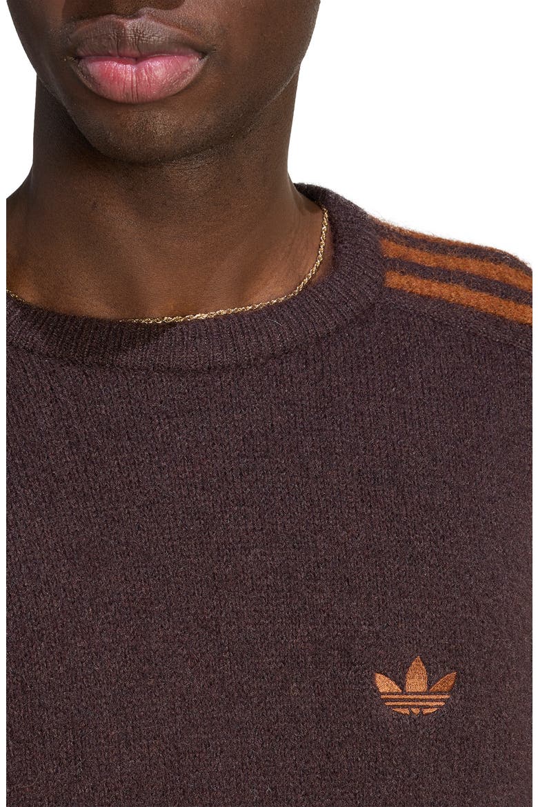 3-Stripes Fluffy Knit Sweater, Alternate, color, AURORA COFFEE