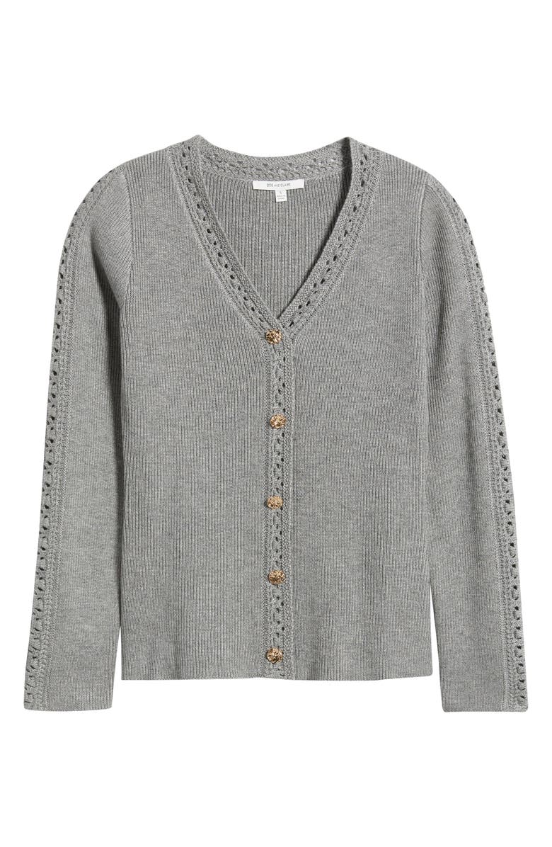 ZOE AND CLAIRE V-Neck Rib Cardigan, Alternate, color,