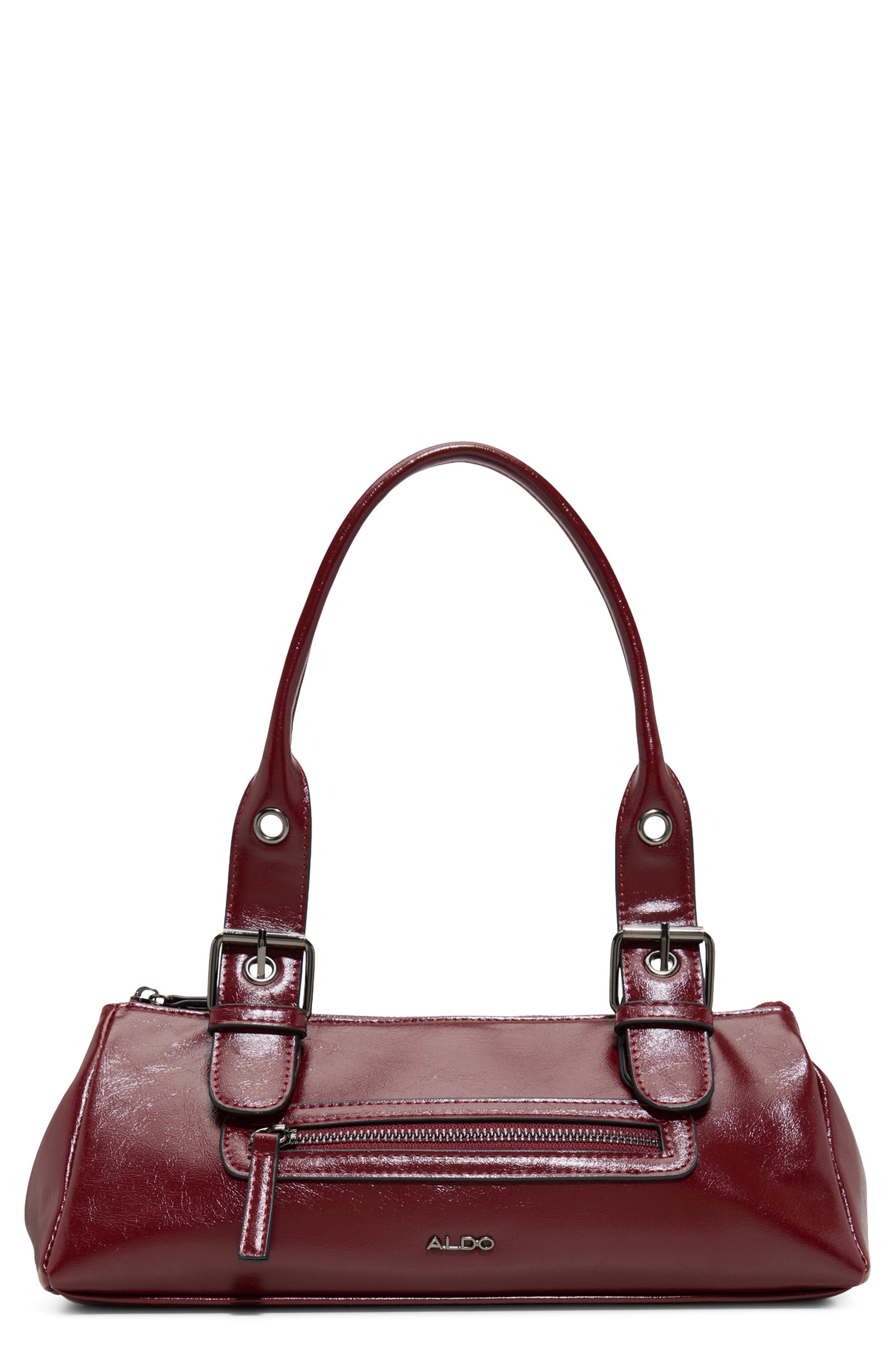 Darabelia Faux Leather Satchel, Main, color, BURGUNDY