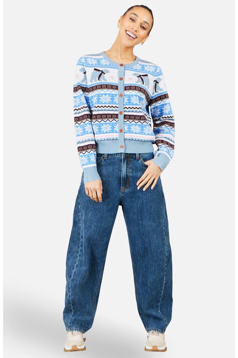 Polar Bear Fairisle Cardigan, Alternate, color, Blue