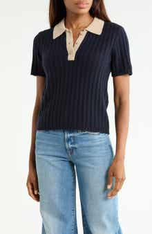 Contrast Trim Polo Sweater