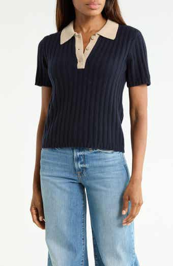 Contrast Trim Polo Sweater