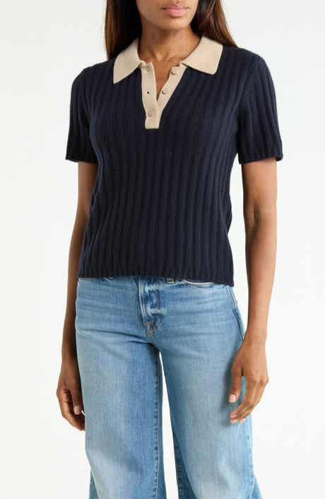 Contrast Trim Polo Sweater
