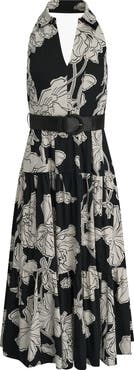 Donna Karan New York Floral Print Halter Midi Dress