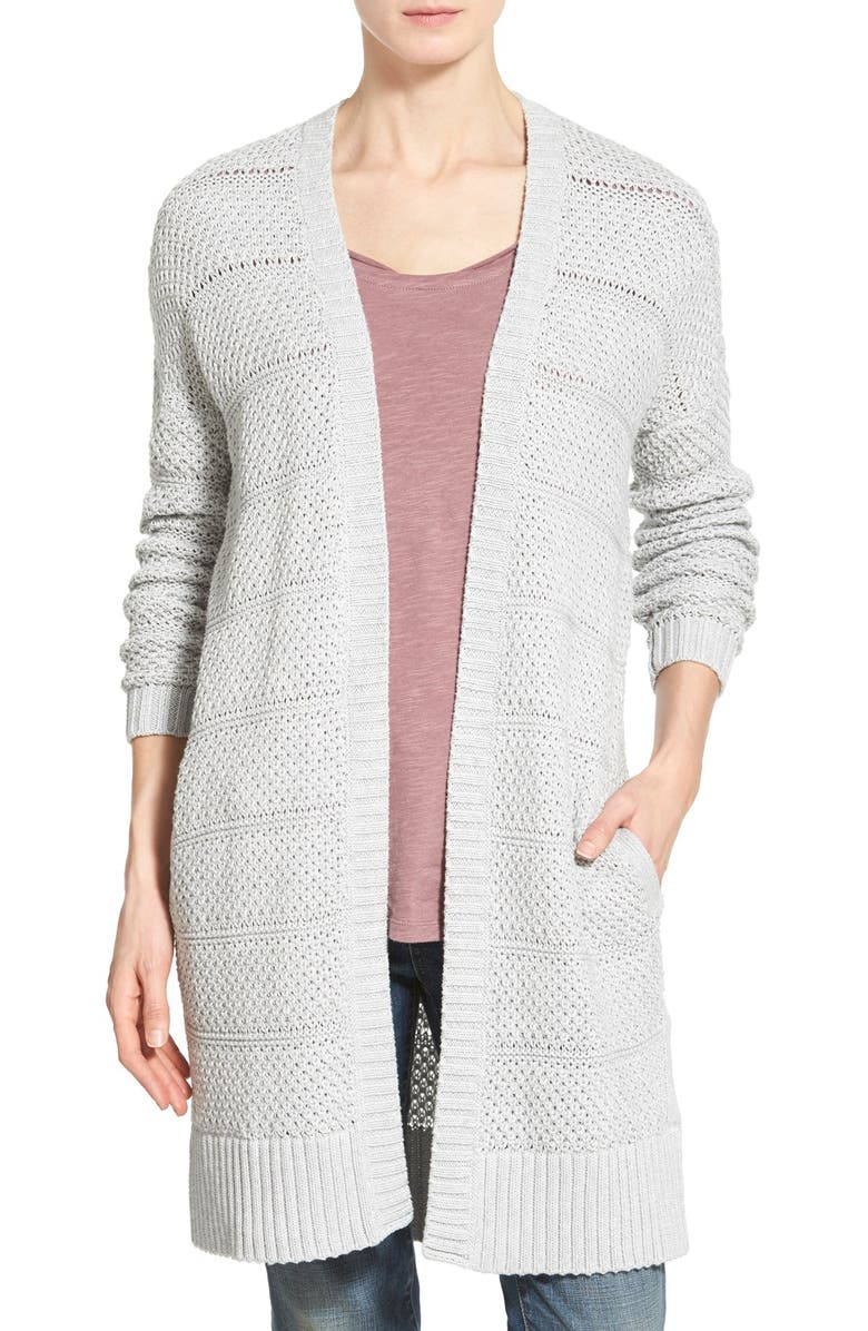 Caslon<sup>®</sup> Open Stitch Long Cotton Cardigan, Main, color,