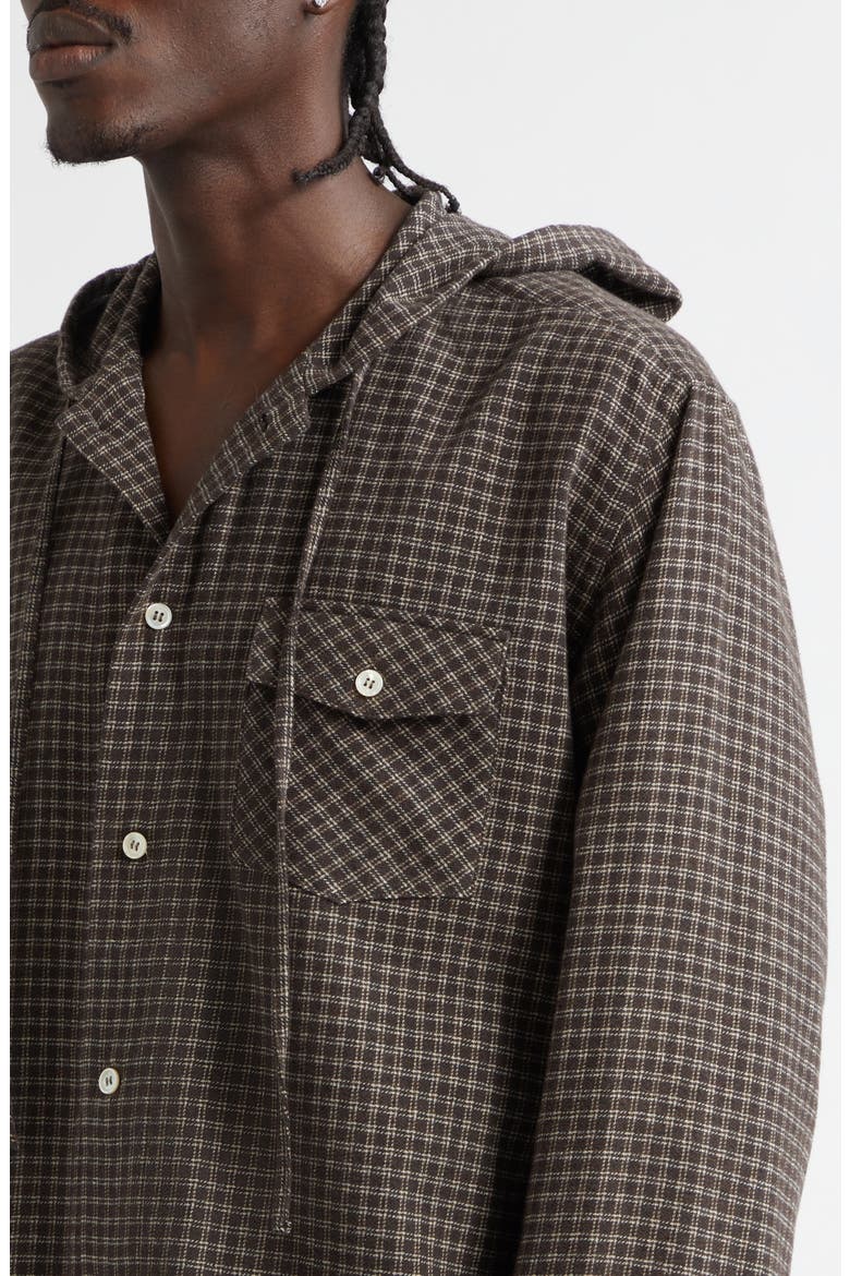 Merle Hooded Check Overshirt, Alternate, color, BLACK/ BROWN CHECK