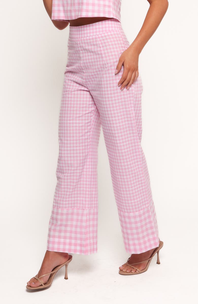 Petal & Pup Devlin High Waist Wide Leg Pants, Alternate, color, Pink Gingham