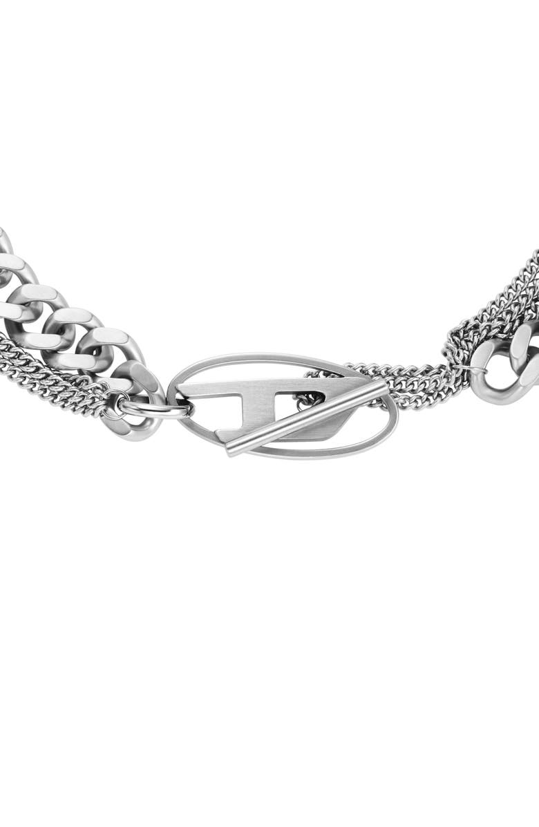 DIESEL<sup>®</sup> Oval D Toggle Chain Necklace, Alternate, color, Silver