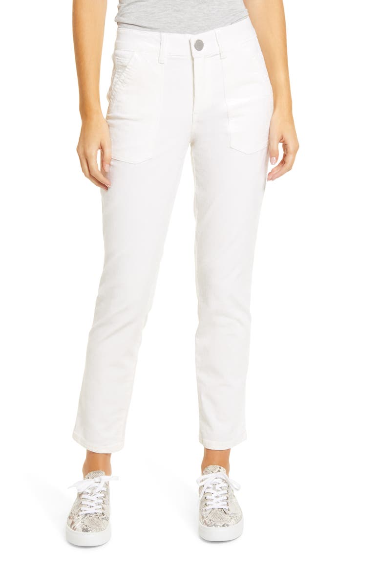 'Ab'Solution High Waist Straight Leg Utility Jeans (Nordstrom Exclusive), Main, color, OFF WHITE