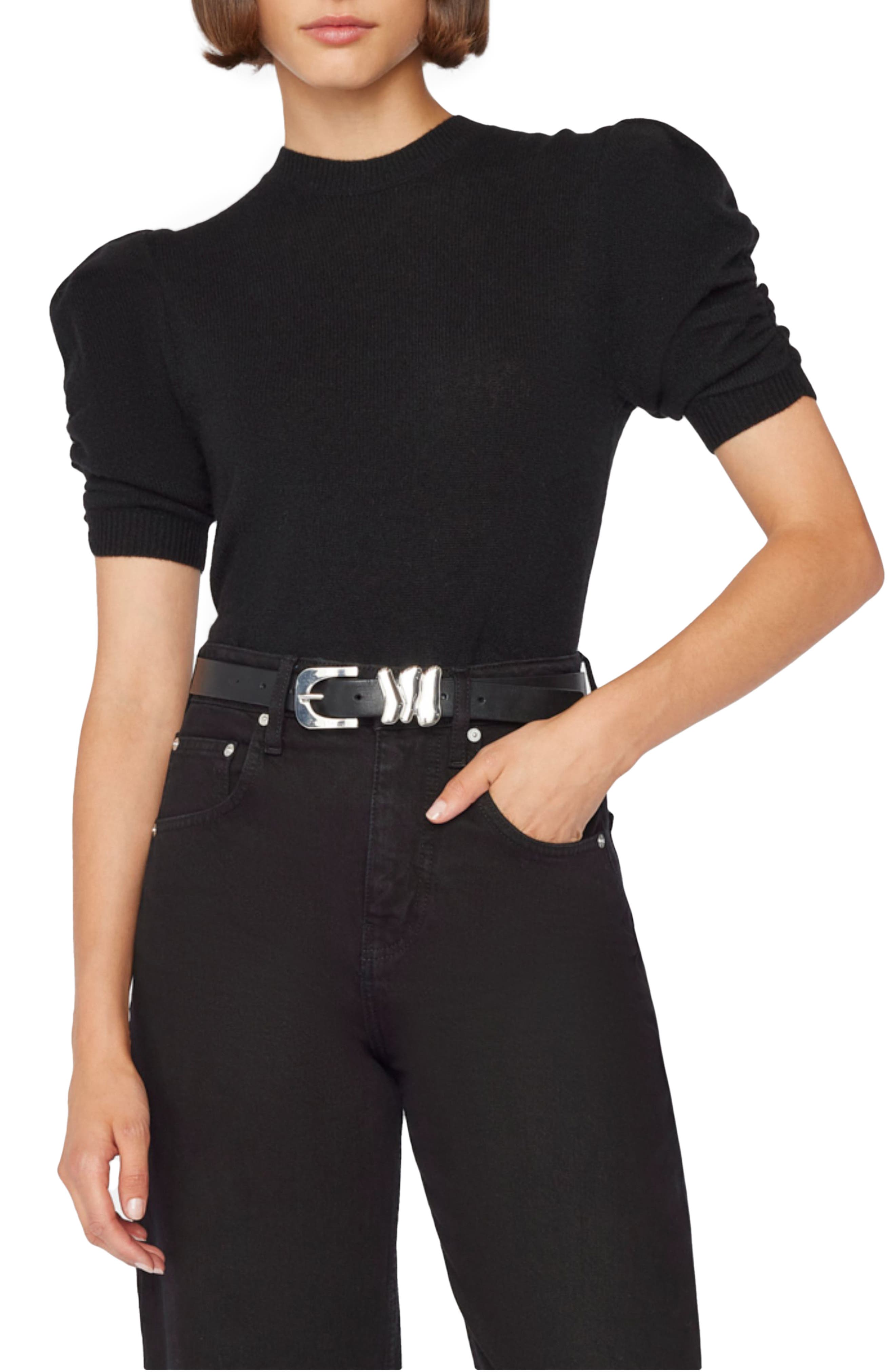 Ruched Sleeve Recycled Cashmere & Wool Sweater