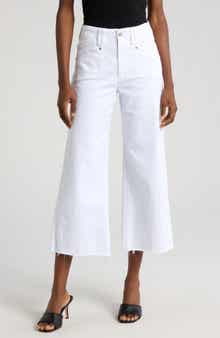 PAIGE Anessa High Waist Raw Hem Crop Wide Leg Jeans