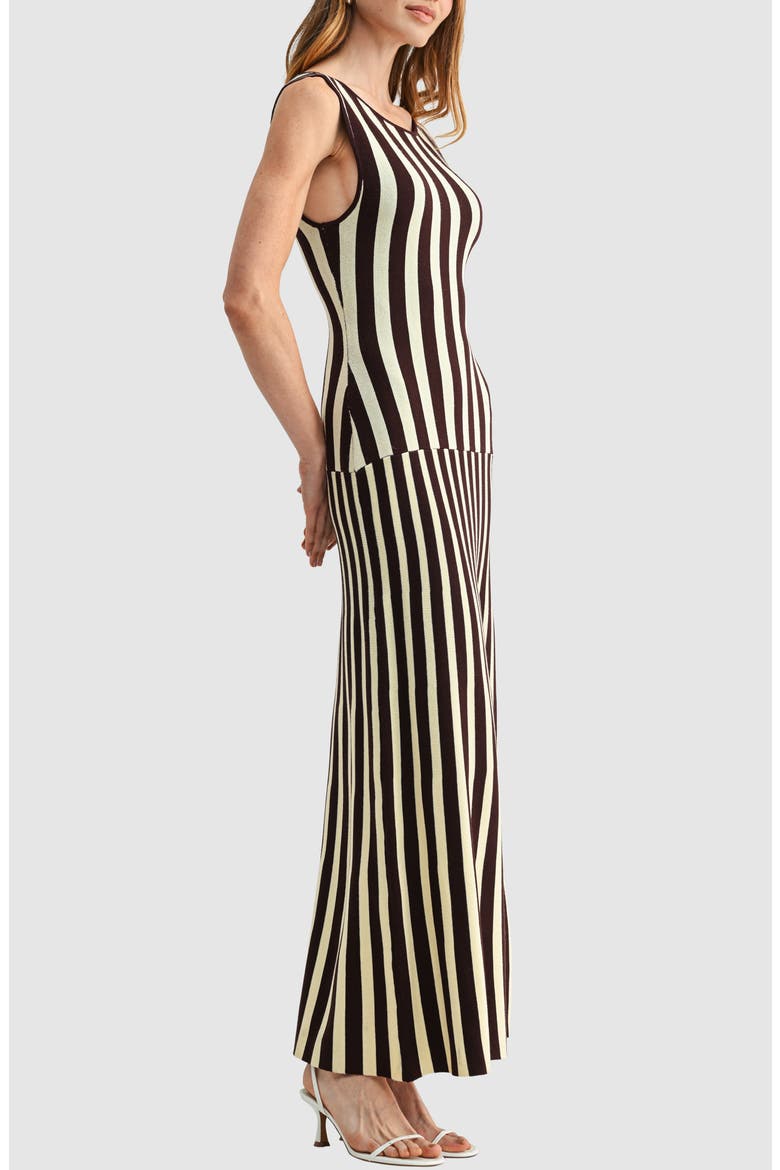 Striped Sleeveless Knit Midi Dress, Alternate, color, CREAM BLACK STRIPE