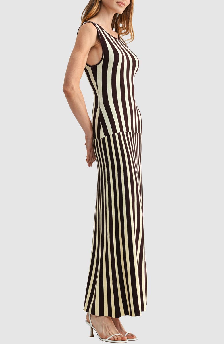 All in Favor Striped Sleeveless Knit Midi Dress, Alternate, color, Cream Black Stripe