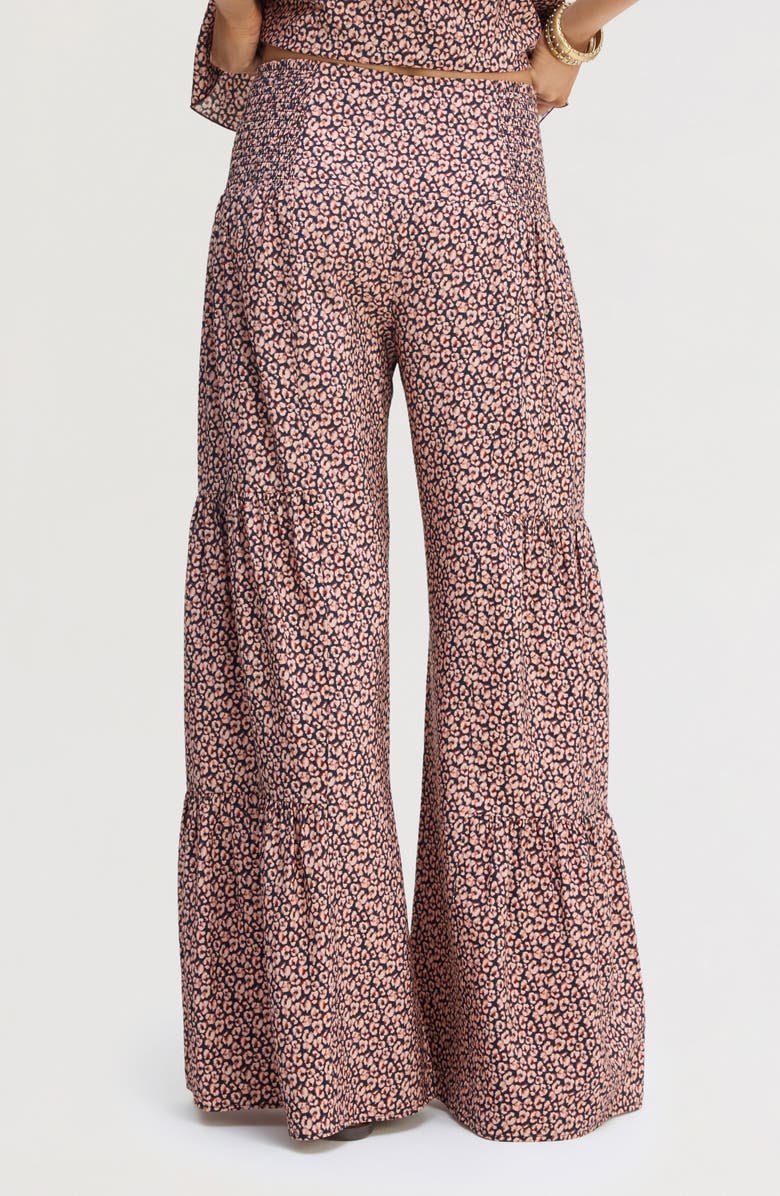 Sam Edelman Ruffled Hammered Satin Pants, Alternate, color, Brushed Leopard