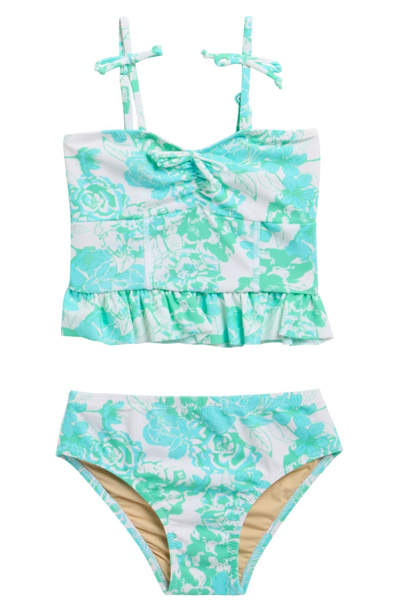 Shade Critters Kids' Charming Rose Peplum Two-Piece UPF 50+ Swimsuit, Main, color, Green