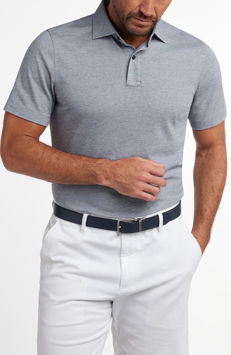 David Donahue Brushed Cotton Piqué Polo, Alternate, color, Navy