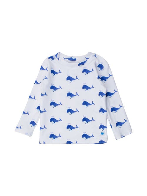 Ruggedbutts Boys Upf50+ Sun Protected Long Sleeve Rash Guard In Whale Friends