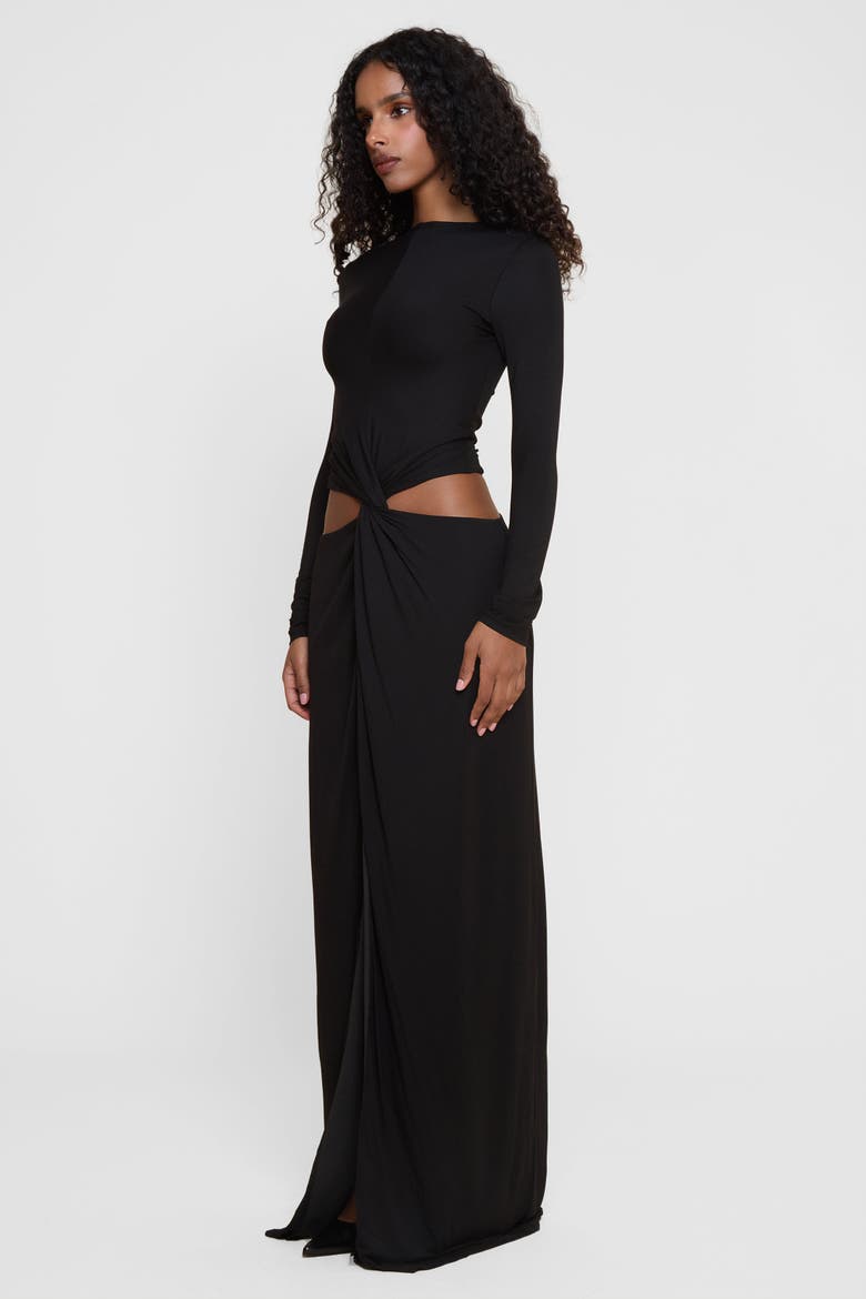 Vacanza Drape Gown, Alternate, color, Black