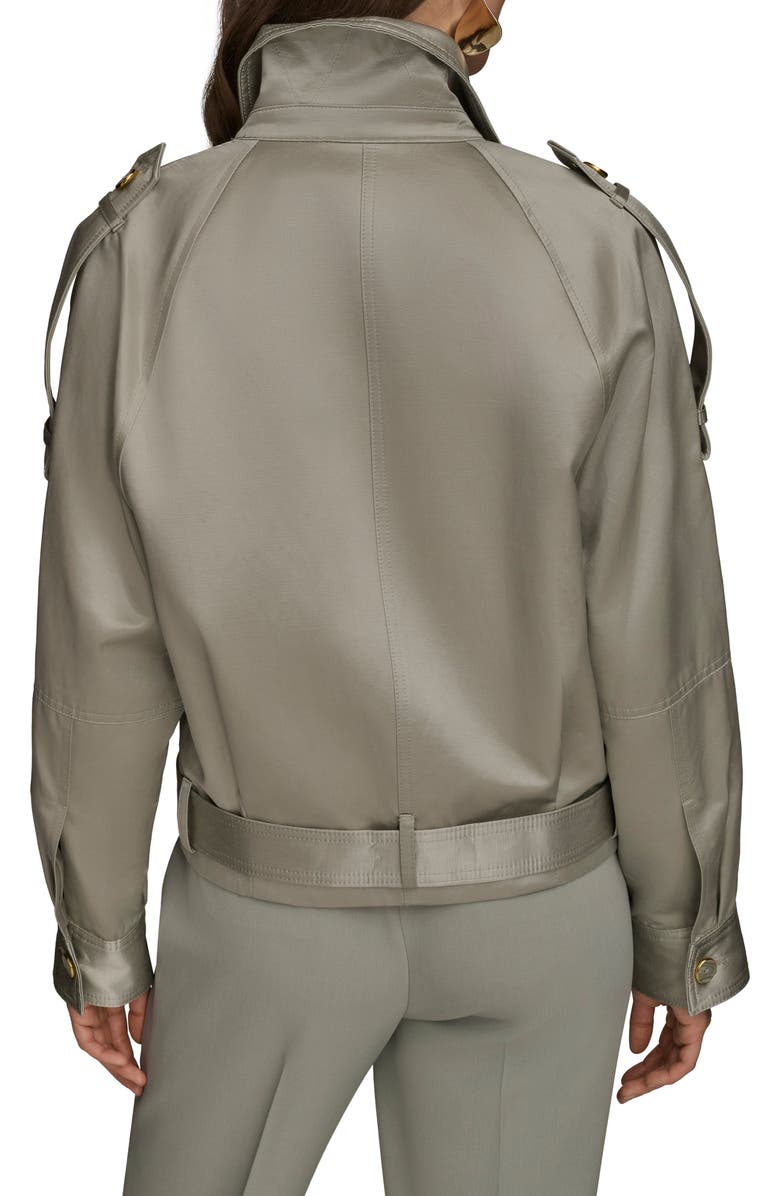 Donna Karan New York Belted Satin Bomber Jacket, Alternate, color, Weathered