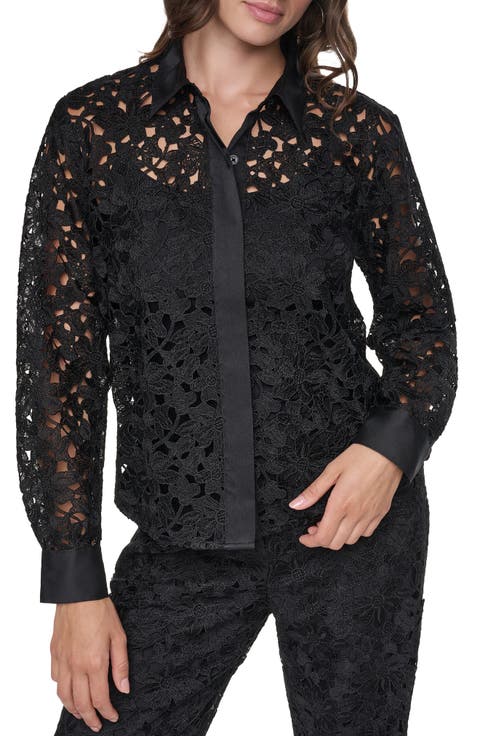 Floral Lace Button Down Shirt