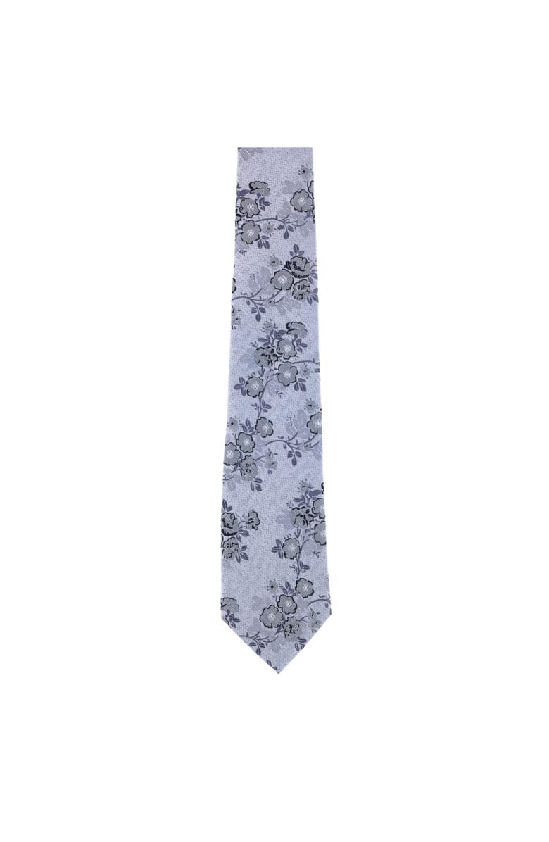 Trafalgar Big & Tall Florian Silk Novelty Necktie, Alternate, color, Grey And Black