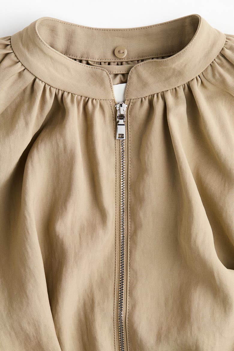 Bubble-hem Jacket With Scarf, Alternate, color, Beige