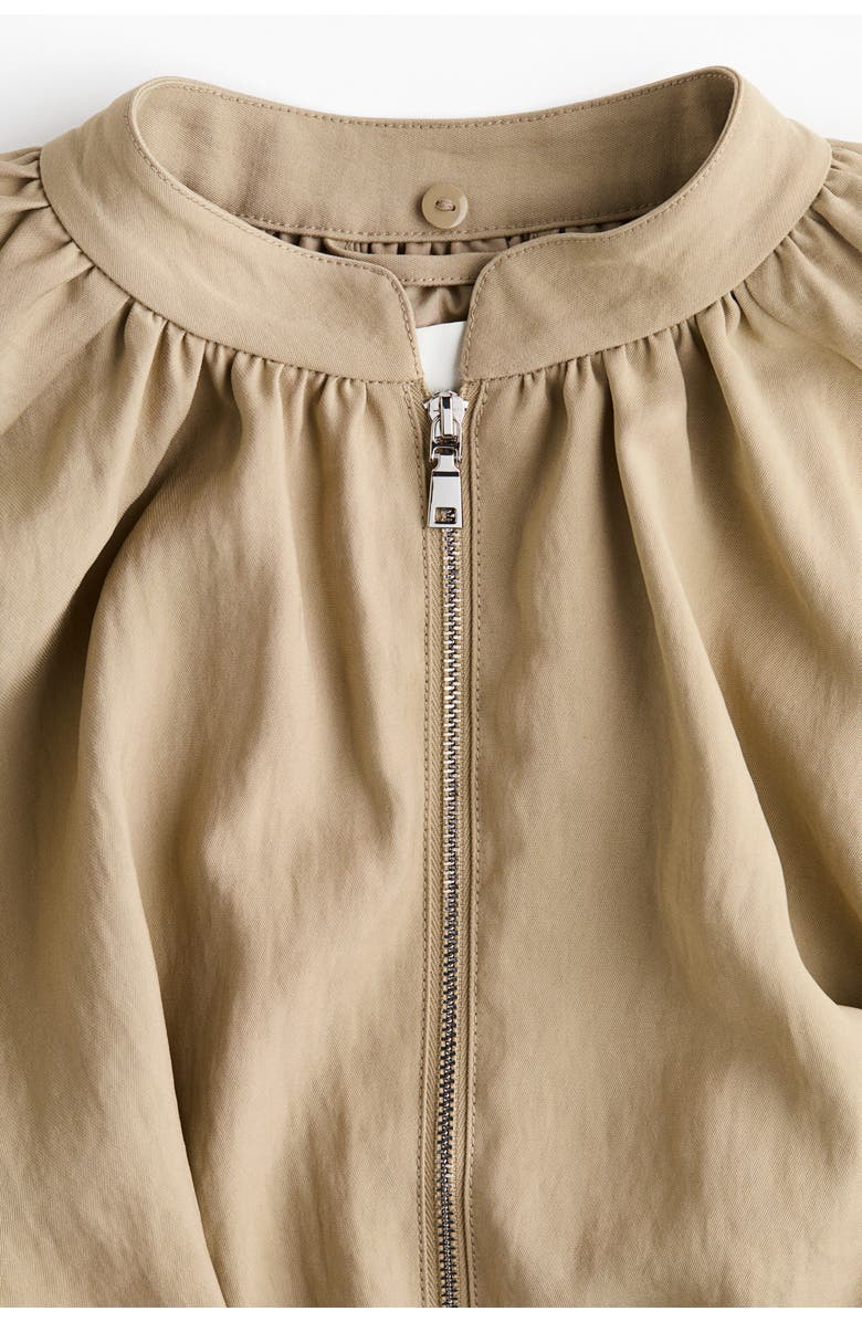 H&M Bubble-hem Jacket With Scarf, Alternate, color, Beige