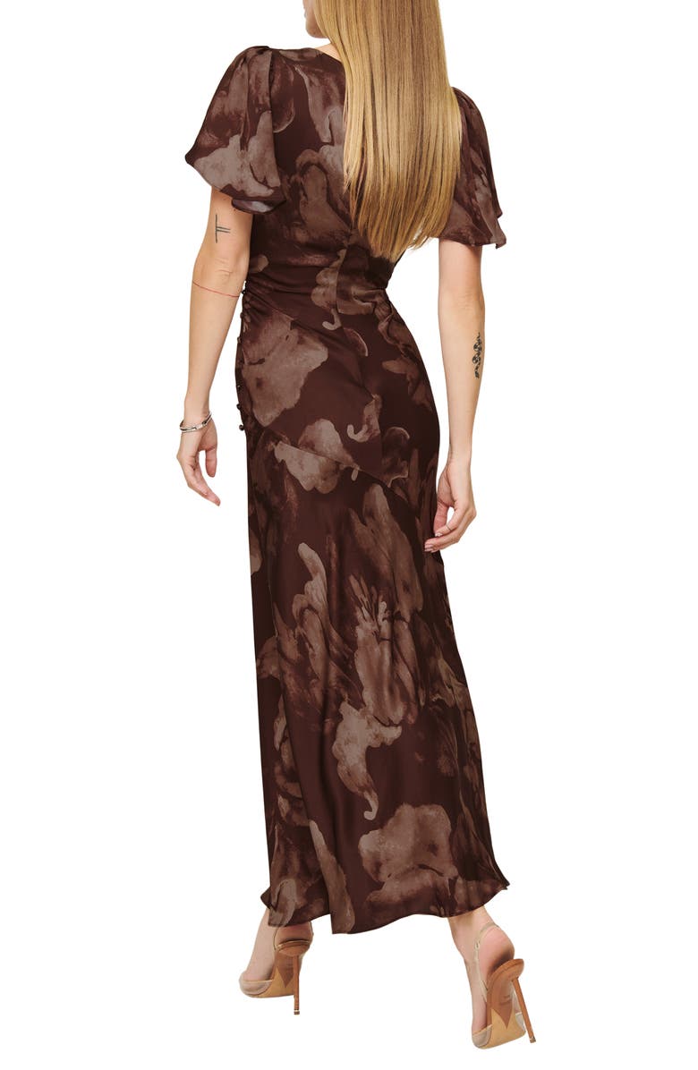 Reformation Vida Flutter Sleeve Satin Dress, Alternate, color, 