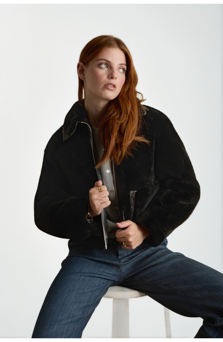 FURNIQ UK LLC Lila Shearling Jacket, Alternate, color, Black