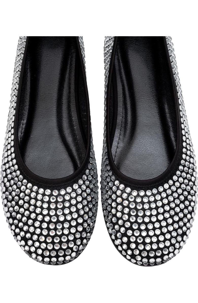 Prologue Shoes Runway Mesh Embellished Ballet Flat, Alternate, color, Black Faux Leather