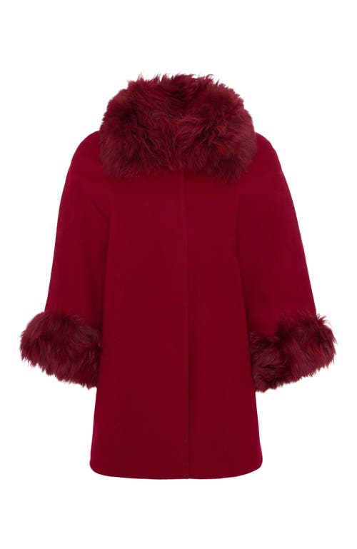 Gorski Select Wool Cape With Select Lamb Collar And Cuffs In Burgundy