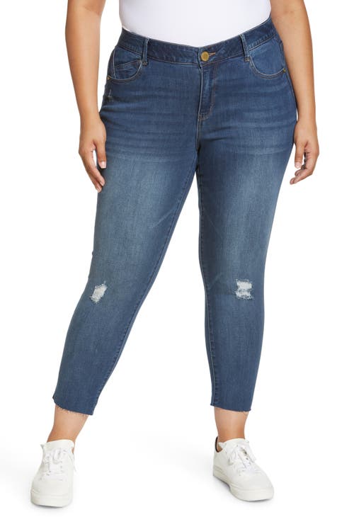 'Ab'Solution Raw Hem Ankle Skimmer Jeans (Plus Size) (Nordstrom Exclusive)