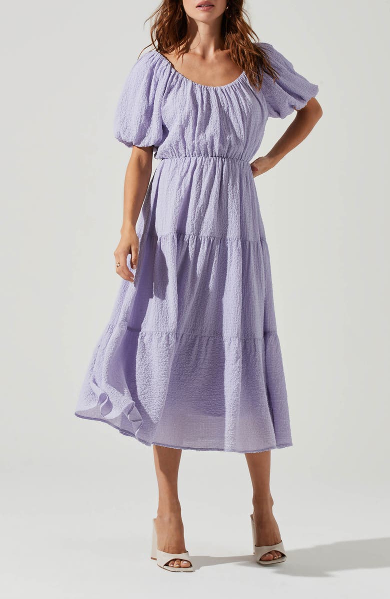 ASTR the Label Tiered Short Sleeve Dress, Alternate, color, Pale Purple