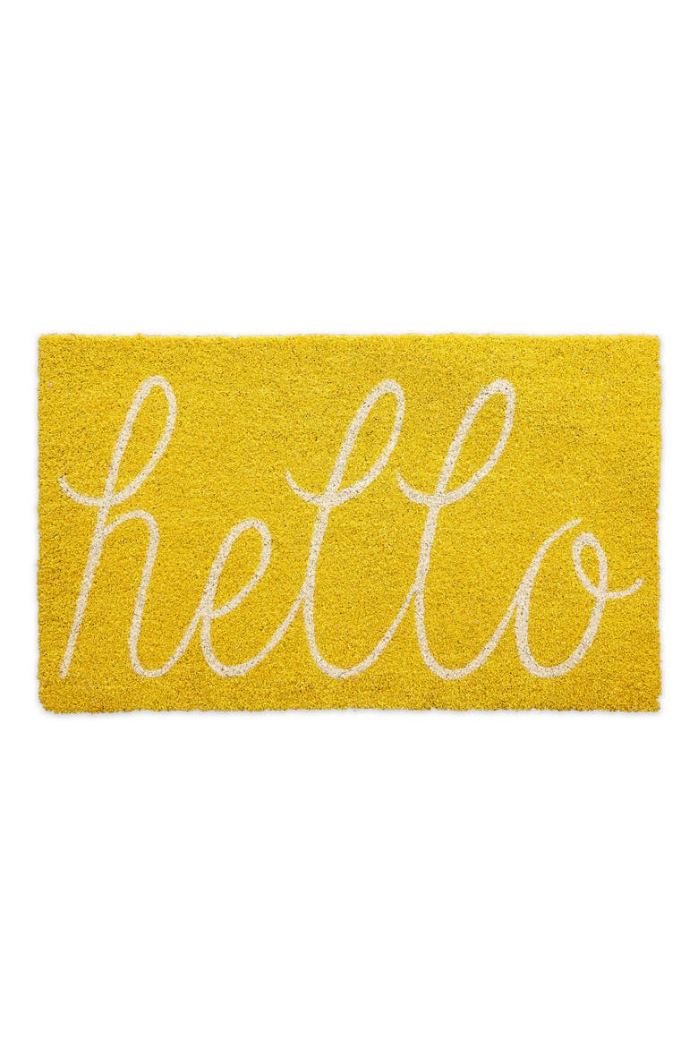 Yellow Hello Doormat, Main, color, YELLOW
