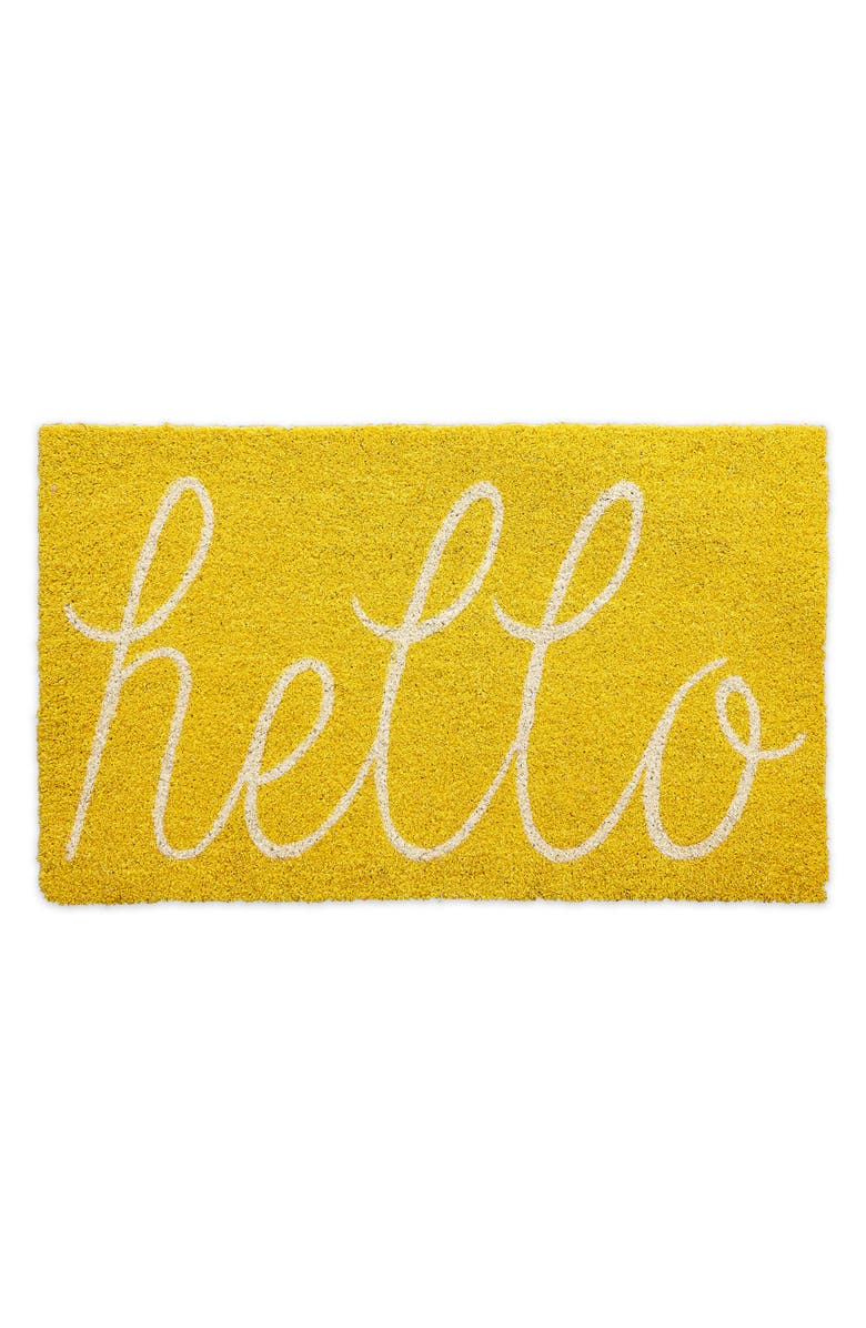 Design Imports Yellow Hello Doormat, Main, color, Yellow
