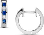 H.J. Namdar 14K White Gold Sapphire & Diamond Huggie Hoop Earrings