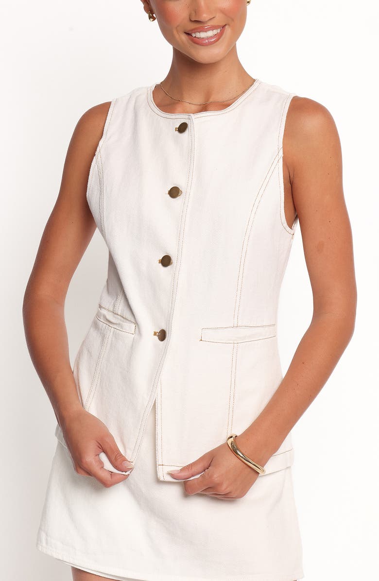 Petal & Pup Kristy Denim Vest, Alternate, color, White