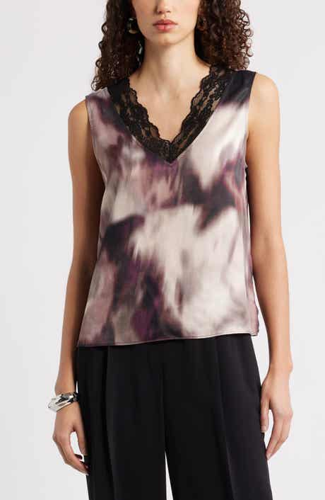 Nordstrom Lace Trim Satin Tank