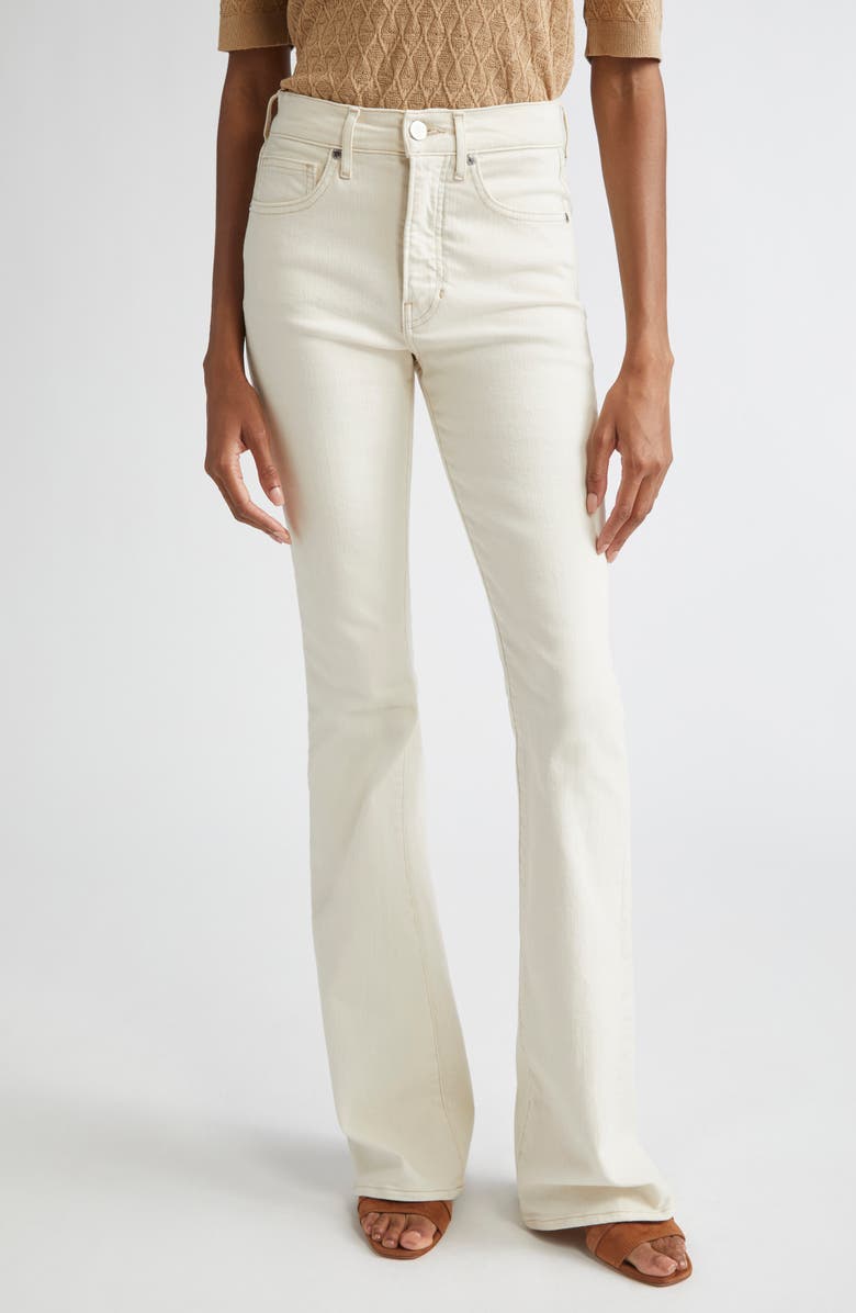 Veronica Beard Beverly High Waist Skinny Flare Jeans, Main, color, Ecru