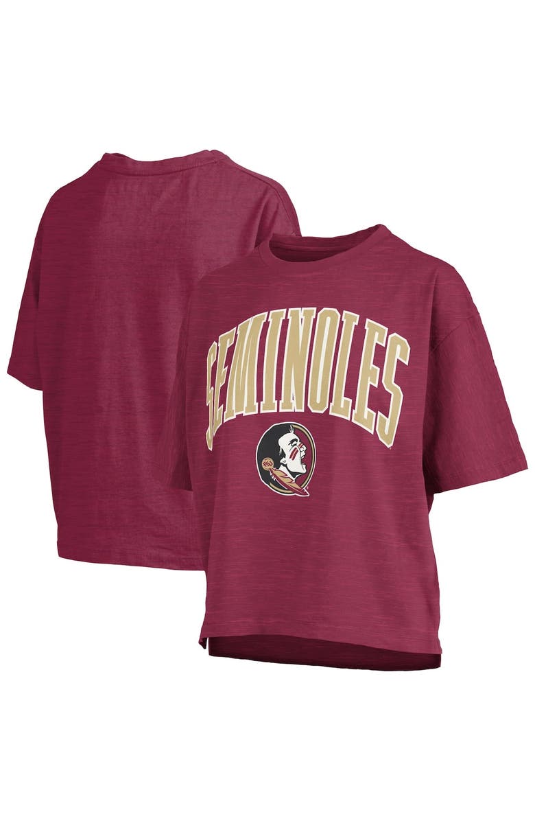 PRESSBOX Women's Pressbox Garnet Florida State Seminoles Nelson Arch Over Logo Waist Length Oversized Slub T-Shirt, Main, color, 