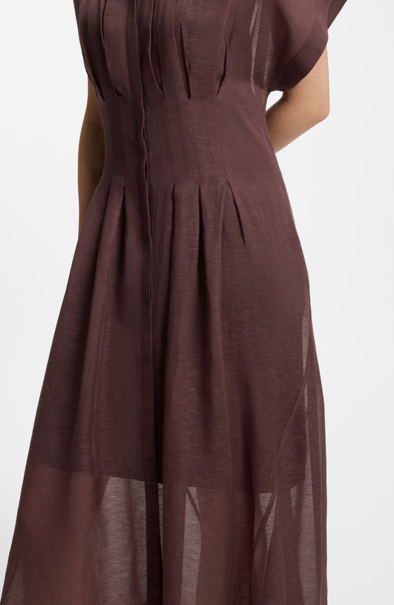 BOSS Davinata Sheer Pleat Shirtdress, Alternate, color, Mocha